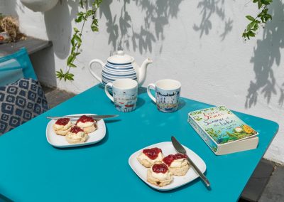 Cream teas and reading in the sun on the patio